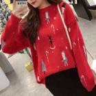 Christmas Print Sweater / Straight Cut Midi Skirt As Shown In Figure - One Size