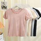 Ruffle-edge Short-sleeve Crop T-shirt In 5 Colors