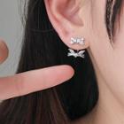 925 Sterling Silver Non-matching Rhinestone Cat Earring