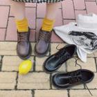 Faux Leather Stitched Lace-up Shoes