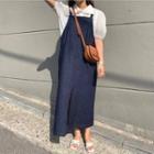 Short-sleeve Shirt / Denim Midi Jumper Dress