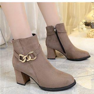 Chain Detail Block Heel Short Boots