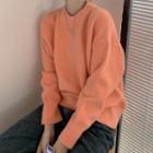 Oversized Round-neck Plain Long-sleeve Knit Top