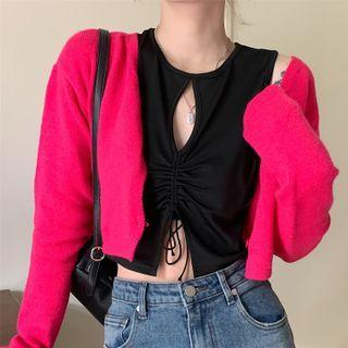 Drawstring Crop Tank Top / Cardigan