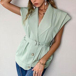 Sleeveless Belted Blazer