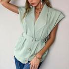 Sleeveless Belted Blazer