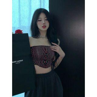 Print Tube Top Black & Red - One Size