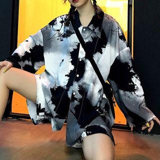 Set: Printed Short-sleeve Shirt + Shorts As Shown In Figure - One Size