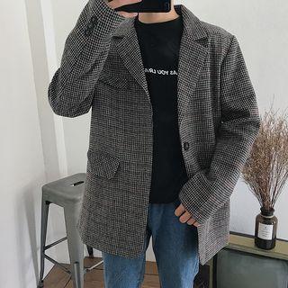 Houndstooth Long-sleeve Blazer