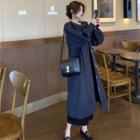 Bubble-sleeve Trench Coat With Sash