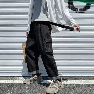 Suspender Wide Leg Cargo Jeans