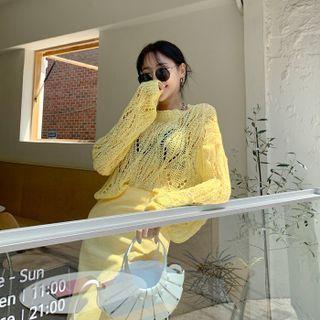 Perforated Open-knit Crop Top