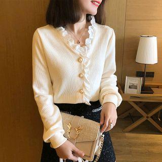 Ruffle Trim Cardigan Almond - One Size