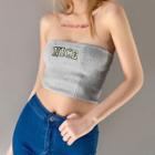 Lettering Ribbon-back Sleeveless Crop Top