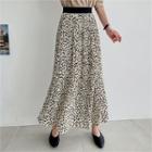Pleated Leopard Maxi Skirt