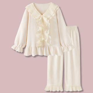 Ruffle Coral Fleece Loungewear / Set