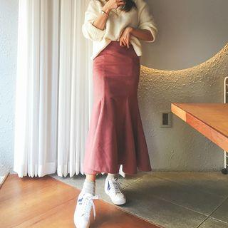 Brushed-fleece Maxi Mermaid Skirt