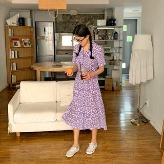 Floral Long Shirtdress & Sash
