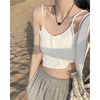 Asymmetrical Cropped Camisole Top White - One Size