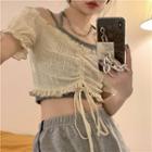 Short-sleeve Drawstring Cropped Blouse / Camisole Top