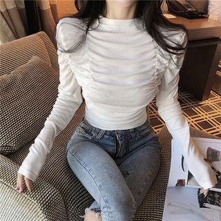 Shirred Long-sleeve T-shirt