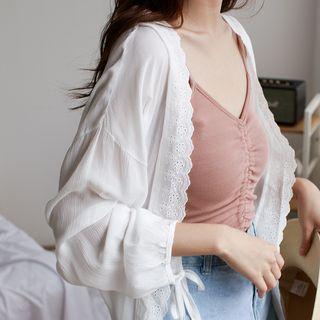 Lace-trim Open-front Jacket