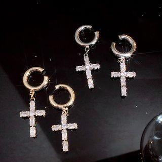 Cross Rhinestone Alloy Dangle Earring
