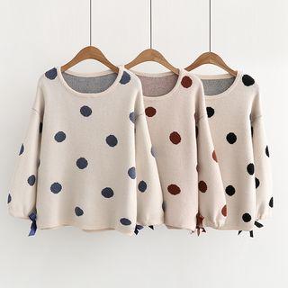 Dotted Print Knit Top