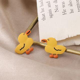 Duck Ear Stud 1 Pair - Stud Earrings - Yellow - One Size
