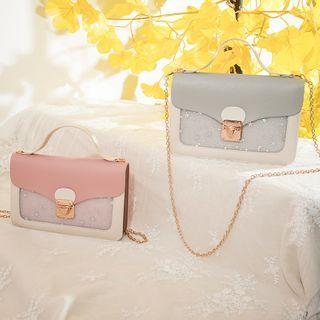 Star Print Faux Leather Crossbody Bag