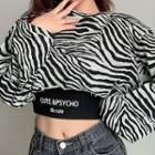 Set: Zebra Print Cropped Sweatshirt + Camisole Top