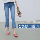 Cutout-hem Cropped Boot-cut Jeans
