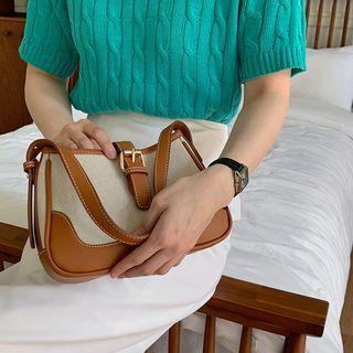 Belted Two-tone Shoulder Bag