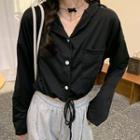 Hooded Button-up Cropped T-shirt