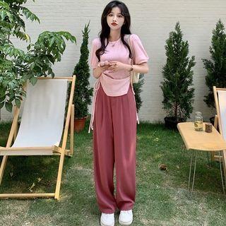 Drawstring T-shirt / Loose Fit Pants