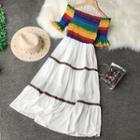 Rainbow Color Stripe Midi Dress