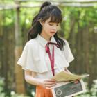 Bow Ruffle Short-sleeve Blouse