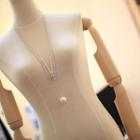 Faux-pearl Layered Rhinestone Long Necklace