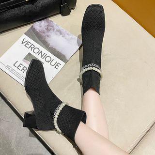 Block Heel Faux Pearl Short Boots (various Designs)