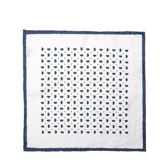 Print Silk Pocket Square White & Green - One Size