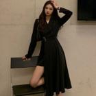 Long-sleeve Side-slit Midi Blazer Dress