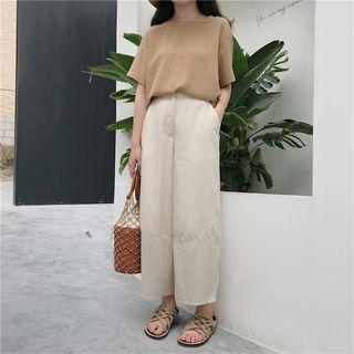Plain Short Sleeve T-shirt / Wide Leg Pants