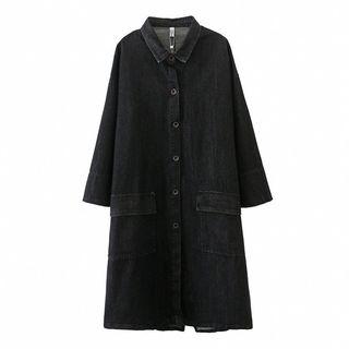 Long Denim Jacket Black - One Size