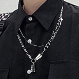 Lettering Tag Pendant Stainless Steel Necklace