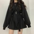 Plain Belted Mini T-shirt Dress