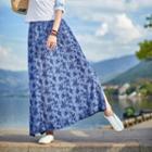 Floral A-line Skirt Blue - One Size