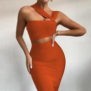 Halter-neck Cutout Midi Dress