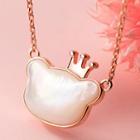 925 Sterling Silver Shell Bear Pendant Necklace