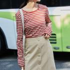 Striped Long-sleeve T-shirt Stripe - Red - One Size