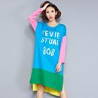 Color Block Lettering T-shirt Dress